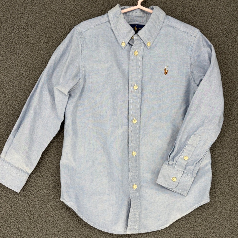 Polo Ralph Lauren Boys Blue Oxford Button Down Shirt Long Sleeve Size 6